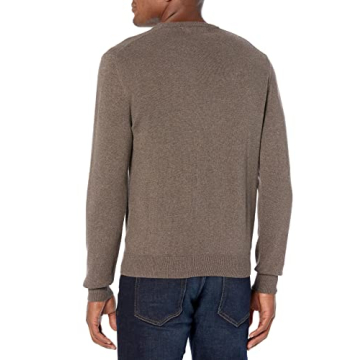 Amazon Essentials Men's Crewneck Sweater, 100% Cotton, Brown Heather, Large, Big & Tall Options Available