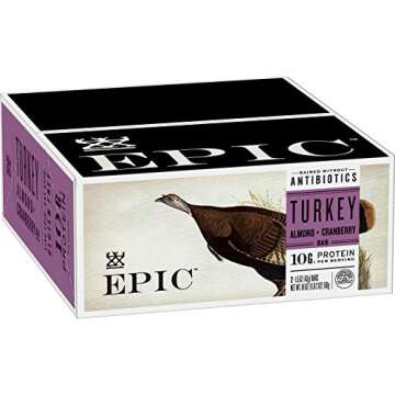 EPIC Turkey Almond Cranberry Protein Bars, Gluten Free, Paleo Friendly, 12 ct