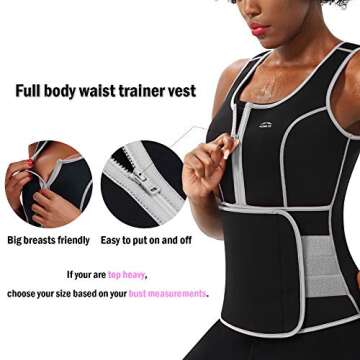 ALONG FIT Sweat Sauna Vest for Women Waist Trainer Corset Fitness Plus Size Neoprene Body Shaper Bla...