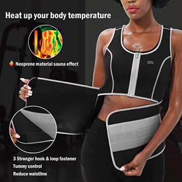 ALONG FIT Sweat Sauna Vest for Women Waist Trainer Corset Fitness Plus Size Neoprene Body Shaper Black-gray
