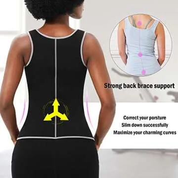 ALONG FIT Sweat Sauna Vest for Women Waist Trainer Corset Fitness Plus Size Neoprene Body Shaper Black-gray