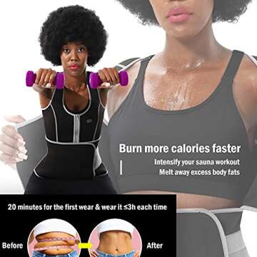ALONG FIT Sweat Sauna Vest for Women Waist Trainer Corset Fitness Plus Size Neoprene Body Shaper Black-gray