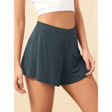 ODODOS 2-Pack Modal Soft Lounge Shorts for Women High Waist Casual Sleepwear Cozy Pajama Bottom, 3" Inseam, Sage Green+Deep Teal, Medium