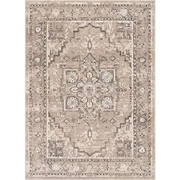 Well Woven Novriku Beige Floral Medallion Area Rug 5'3" x 7'3"