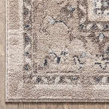 Well Woven Novriku Beige Floral Medallion Area Rug 5'3" x 7'3"