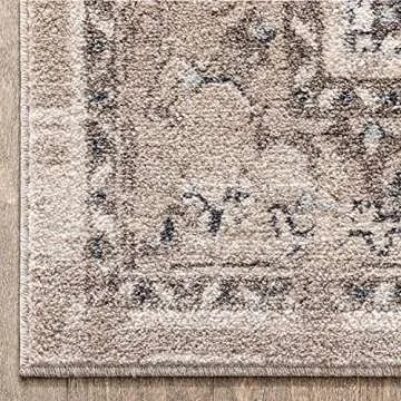 Well Woven Novriku Beige Floral Medallion Area Rug 5'3" x 7'3"