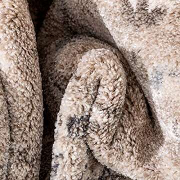 Well Woven Novriku Beige Floral Medallion Area Rug 5'3" x 7'3"