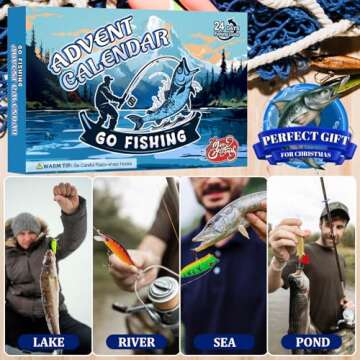 Fishing Advent Calendar 2024 for Man Adult Teen - 24 Days Christmas Countdown Fishing Lure Tackle Set - Xmas Surprise Fish Gift for Father Boyfriend