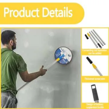 Radial Sander 9 inch, Pole Sander for Drywall, Wall Sander for Painting Prep, 360 Degree Rotary Round Circular Hand Sanding Head for Dry Wall and Ceilings+ 25pcs Wall Sanding Discs