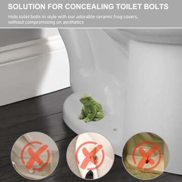 Smasener Toilet Screw Cover Caps, Ceramic Frog Toilet Bolt Caps, Cute Bathroom Decor, Funny Frog Themed Toilet Gadget, Easy Installation Toilet Replacement Parts
