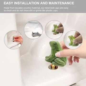Smasener Toilet Screw Cover Caps, Ceramic Frog Toilet Bolt Caps, Cute Bathroom Decor, Funny Frog Themed Toilet Gadget, Easy Installation Toilet Replacement Parts