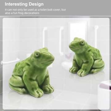 Smasener Toilet Screw Cover Caps, Ceramic Frog Toilet Bolt Caps, Cute Bathroom Decor, Funny Frog Themed Toilet Gadget, Easy Installation Toilet Replacement Parts