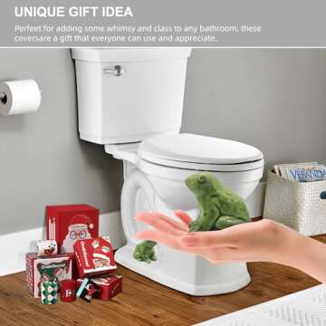 Smasener Toilet Screw Cover Caps, Ceramic Frog Toilet Bolt Caps, Cute Bathroom Decor, Funny Frog Themed Toilet Gadget, Easy Installation Toilet Replacement Parts