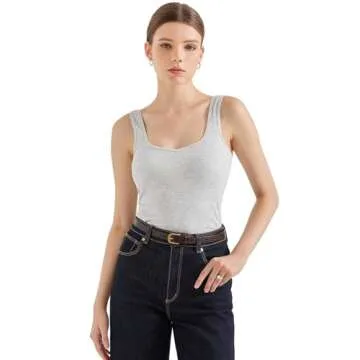 SUUKSESS Women Cotton Ribbed Built in Bra Tank Tops Shirts Summer Casual Basic Backless Going Out Tops (Grey,L)