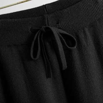 Kedera Women Knit 2 Piece Loungewear Sets Knit Sweater Outfit Long Sleeve Contrast Color Pullover Tops and Wide Leg Pants