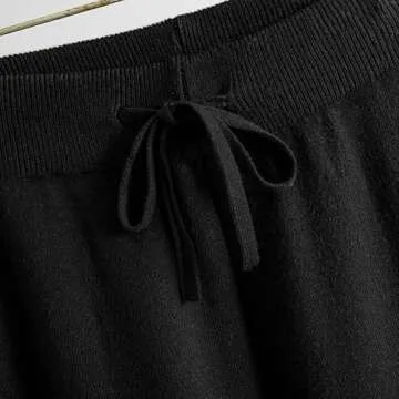 Kedera Women Knit 2 Piece Loungewear Sets Knit Sweater Outfit Long Sleeve Contrast Color Pullover Tops and Wide Leg Pants