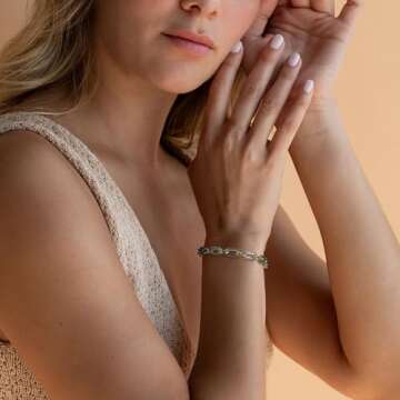 Mytys Link Bracelet for Women Gold and Silver 2 tone Circles Chain Wire Bangle Designer Inspired Bra...