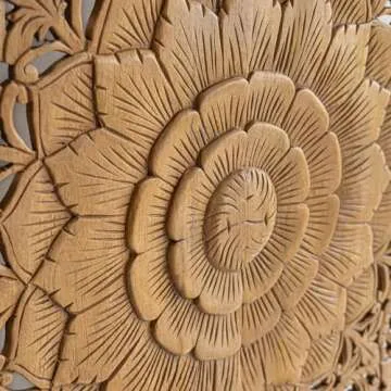 Rustic King Size Teak Wood Mandala Headboard for Bedroom