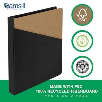 Samsill 1 Inch 3 Ring Binders, Made in USA, Economy Round Ring, Clear View Cover, 200 Sheet Capacity - for School, Home, Office - Black, 12 Pack