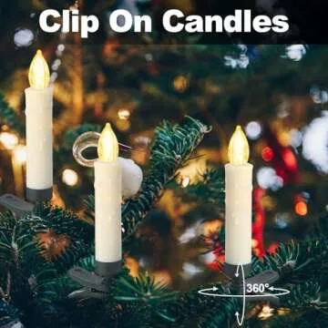 TECHLONG 20 PCS Flickering Christmas Tree Candle Lights, Clip on Candles for Christmas Tree Battery Operated with Remote, Flameless LED Window Candles for Home Christmas Party Decoration