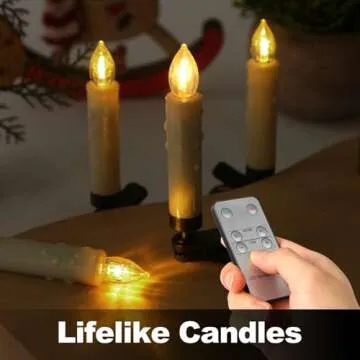 TECHLONG 20 PCS Flickering Christmas Tree Candle Lights, Clip on Candles for Christmas Tree Battery Operated with Remote, Flameless LED Window Candles for Home Christmas Party Decoration