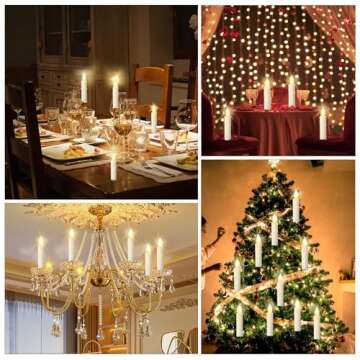 TECHLONG 20 PCS Flickering Christmas Tree Candle Lights, Clip on Candles for Christmas Tree Battery Operated with Remote, Flameless LED Window Candles for Home Christmas Party Decoration