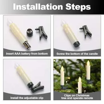 TECHLONG 20 PCS Flickering Christmas Tree Candle Lights, Clip on Candles for Christmas Tree Battery Operated with Remote, Flameless LED Window Candles for Home Christmas Party Decoration