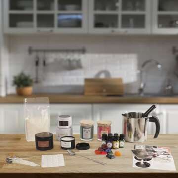 JXXXN Candle Making Kit Supplies, Soy Wax Making Kit Including Pot, Wicks, Sticker, Tins, Soybean Wax, Spoon & More