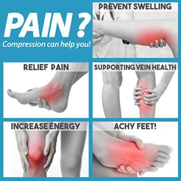 BLUEENJOY Copper Compression Socks for Women & Men (6 pairs) - Best Support for Nurses, Running, Hik...