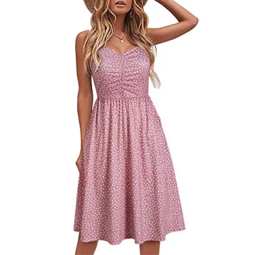 YATHON Casual Dresses for Women Sleeveless Cotton Summer Beach Dress A Line Spaghetti Strap Sundress...