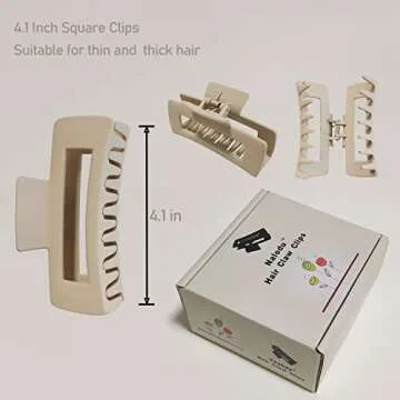 Nalodu Hair Claw Clips – 4 Inch Durable Hold for Thick Hair