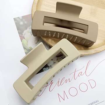 Nalodu Hair Claw Clips Large Square 4 Inch Matte No Slip Big Rectangle Jaw Clip Clamp for Thick Hair Women, 3 Pack