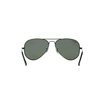Ray-Ban RB3025 Metal Aviator Sunglasses + Vision Group Accessories Bundle (Black/Crystal Green Polarized (002/58), 58),unisex-adult