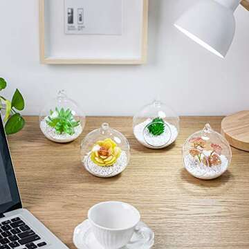 4 Pcs Hanging Glass Terrarium Plants, 4" Diam Glass Hanging Terrarium Globe Glass Planter Terrariums, Glass Terrariums for Plants Succulent Hanging Planters