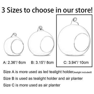 4 Pcs Hanging Glass Terrarium Plants, 4" Diam Glass Hanging Terrarium Globe Glass Planter Terrariums, Glass Terrariums for Plants Succulent Hanging Planters