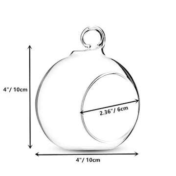 4 Pcs Hanging Glass Terrarium Plants, 4" Diam Glass Hanging Terrarium Globe Glass Planter Terrariums, Glass Terrariums for Plants Succulent Hanging Planters