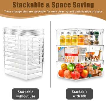 12 Pack Clear Storage Bins with Lids for Home Organization