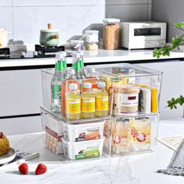 12 Pack Clear Storage Bins with Lids for Home Organization