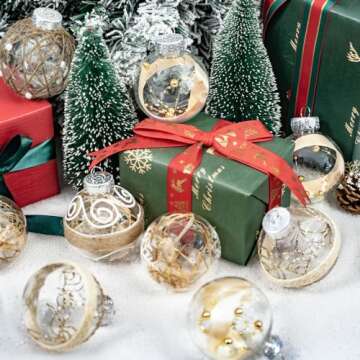 20PCS Christmas Ball Ornaments 70mm/2.76" Large Clear Plastic Farmhouse Rustic Christmas Ornaments Hanging Christmas Tree Decorations Ornaments Set for Xmas Party Home Decor