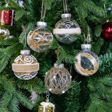 20PCS Christmas Ball Ornaments 70mm/2.76" Large Clear Plastic Farmhouse Rustic Christmas Ornaments Hanging Christmas Tree Decorations Ornaments Set for Xmas Party Home Decor