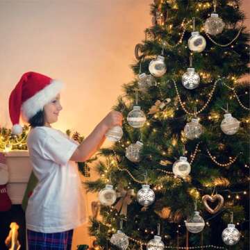 20PCS Christmas Ball Ornaments 70mm/2.76" Large Clear Plastic Farmhouse Rustic Christmas Ornaments Hanging Christmas Tree Decorations Ornaments Set for Xmas Party Home Decor