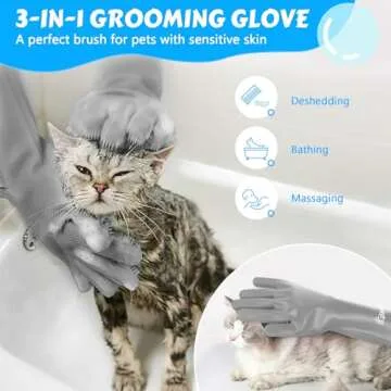 Pecute Pet Grooming Gloves: Heat-Resistant Silicone Gloves for Enhanced Pet Bathing and Massage