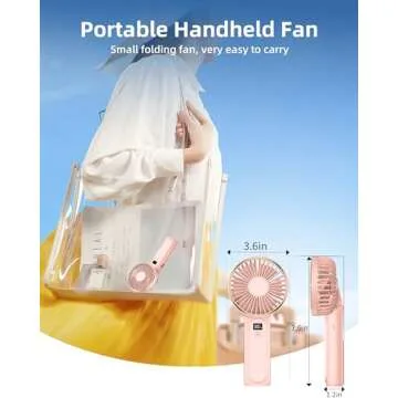TUNISE Portable Handheld Fan, Portable Fan Rechargeable, 4000mAh, 180° Adjustable, 6 Speed Wind, Display Electricity in Real Time, USB Rechargeable Foldable Fan, Quiet Personal Fan with Power Bank