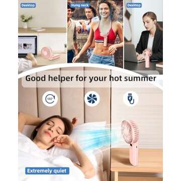TUNISE Portable Handheld Fan, Portable Fan Rechargeable, 4000mAh, 180° Adjustable, 6 Speed Wind, Display Electricity in Real Time, USB Rechargeable Foldable Fan, Quiet Personal Fan with Power Bank
