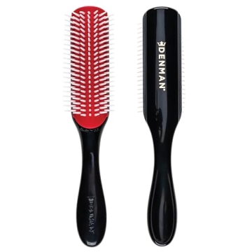Denman Curly Hair Brush D3 (Black & Red) 7 Row Styling Brush for Detangling, Separating, Shaping and...