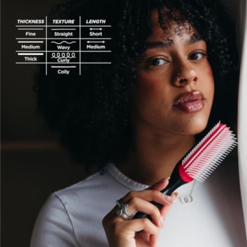Denman Curly Hair Brush D3 (Black & Red) 7 Row Styling Brush for Detangling, Separating, Shaping and Defining Curls - For Women and Men