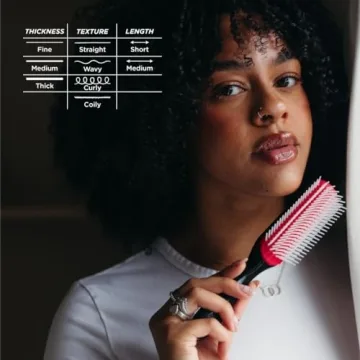 Denman Curly Hair Brush D3 (Black & Red) 7 Row Styling Brush for Detangling, Separating, Shaping and Defining Curls - For Women and Men