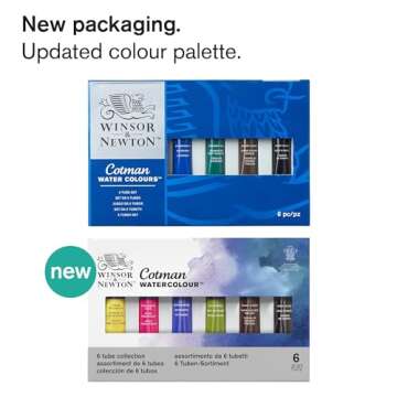 Winsor & Newton Cotman Watercolor Paint Set, 6 Colors, 8ml (0.27-oz) Tubes