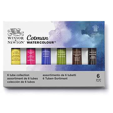 Winsor & Newton Cotman Watercolor Paint Set, 6 Colors, 8ml (0.27-oz) Tubes