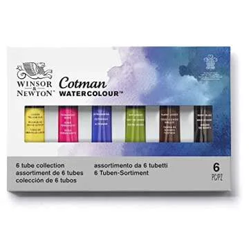 Winsor & Newton Cotman Watercolor Paint Set, 6 Colors, 8ml (0.27-oz) Tubes